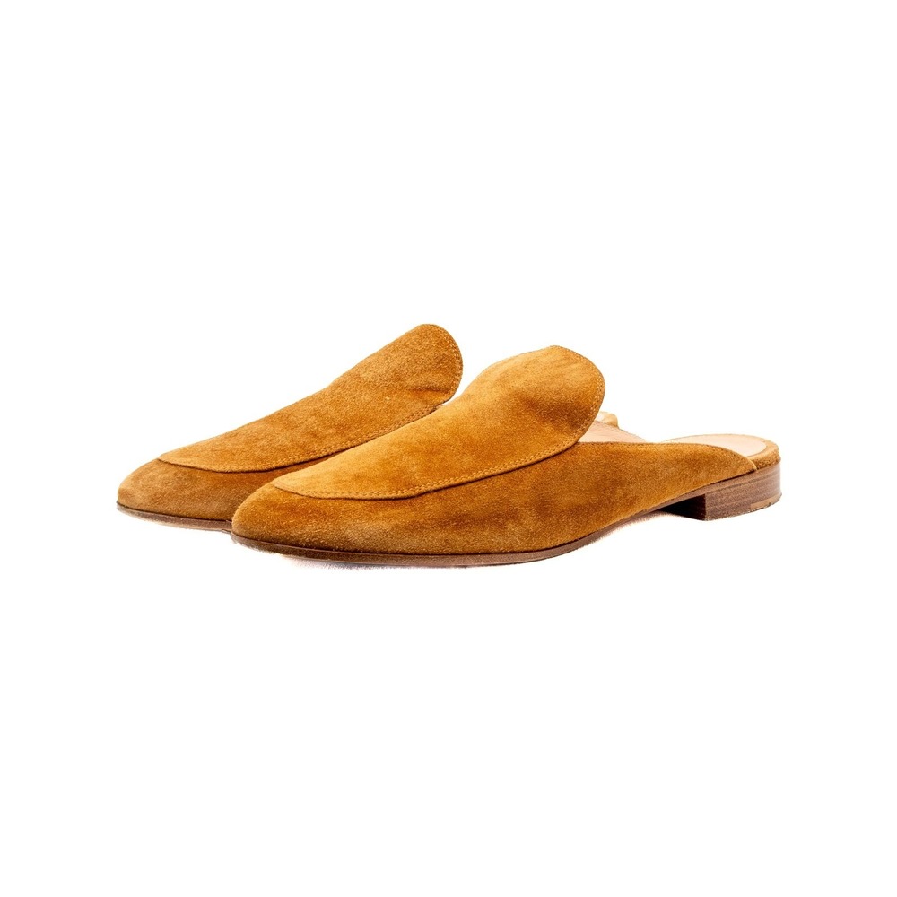 Gianvito Rossi Tan‎ Suede Backless Loafers Mules – EU 40.5 / US 10.5
